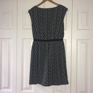 Hunter green and cream leaf LOFT dress
